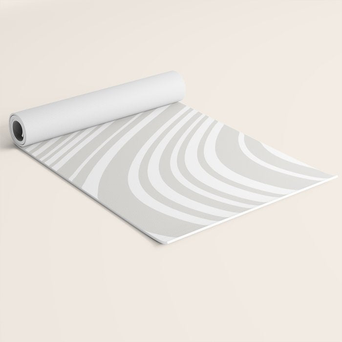 Wavy Stripes XLII - Grey and White Yoga Mat Gallery Image 2