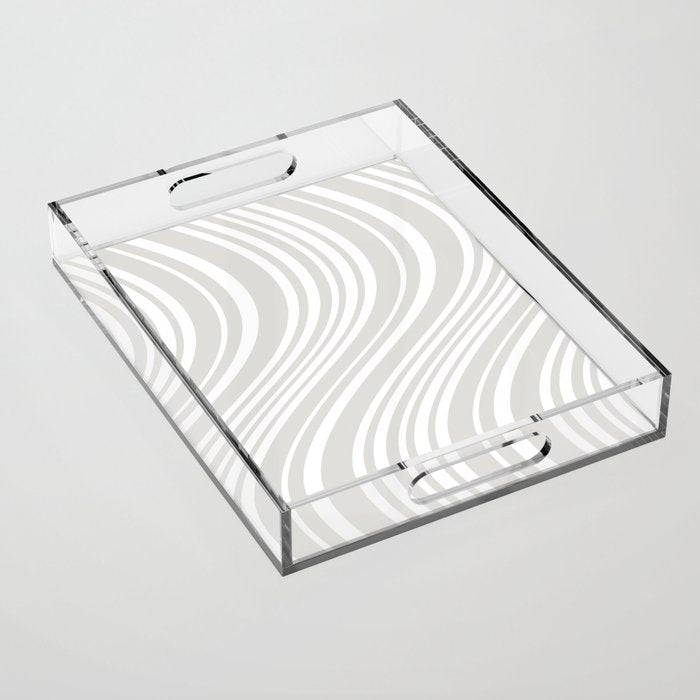 Wavy Stripes XLII - Grey and White Acrylic Tray Gallery Image 1