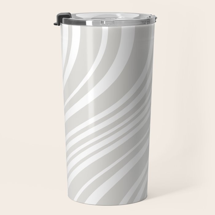 Wavy Stripes XLII - Grey and White Travel Mug Gallery Image 3