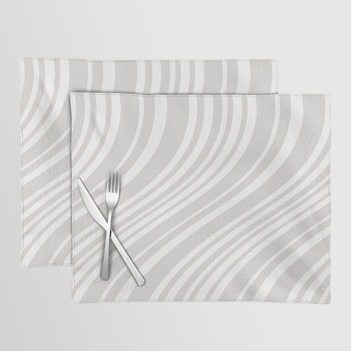 Wavy Stripes XLII - Grey and White Placemat Gallery Image 1