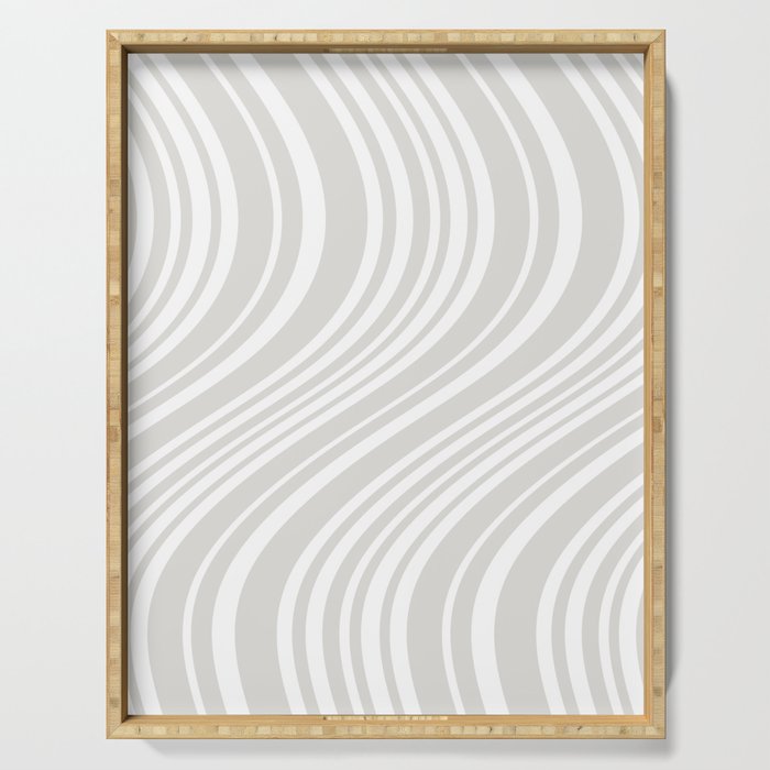 Wavy Stripes XLII - Grey and White Serving Tray Gallery Image 1