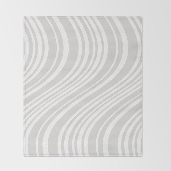 Wavy Stripes XLII - Grey and White Throw Blanket Gallery Image 2