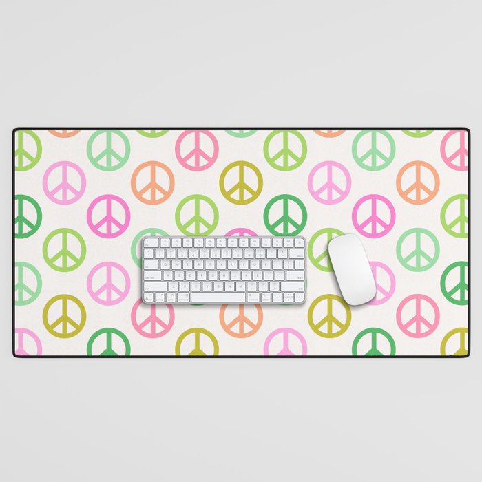 Peace Symbol - Pink & Green Desk Mat Gallery Image 1