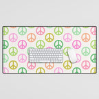 Peace Symbol - Pink & Green Desk Mat Gallery Image 1