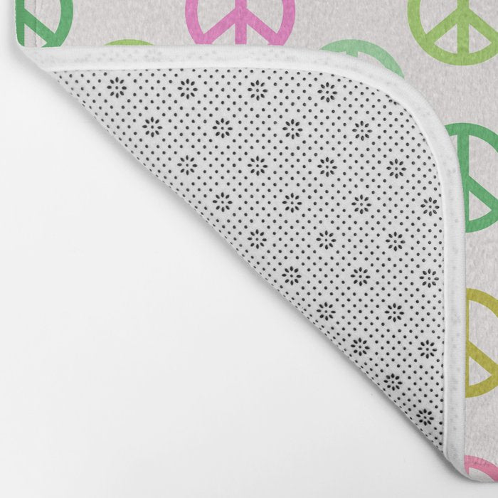 Peace Symbol - Pink & Green Bath Mat Gallery Image 2
