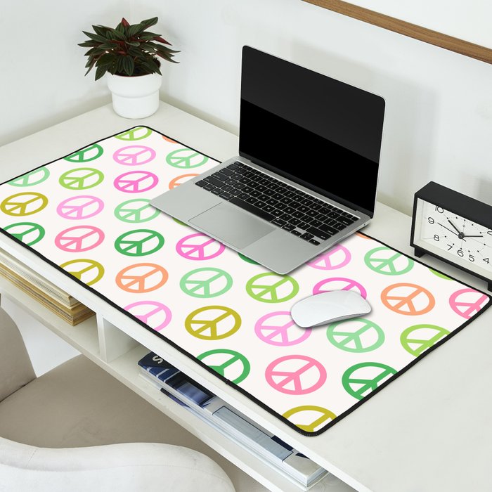 Peace Symbol - Pink & Green Desk Mat Gallery Image 2
