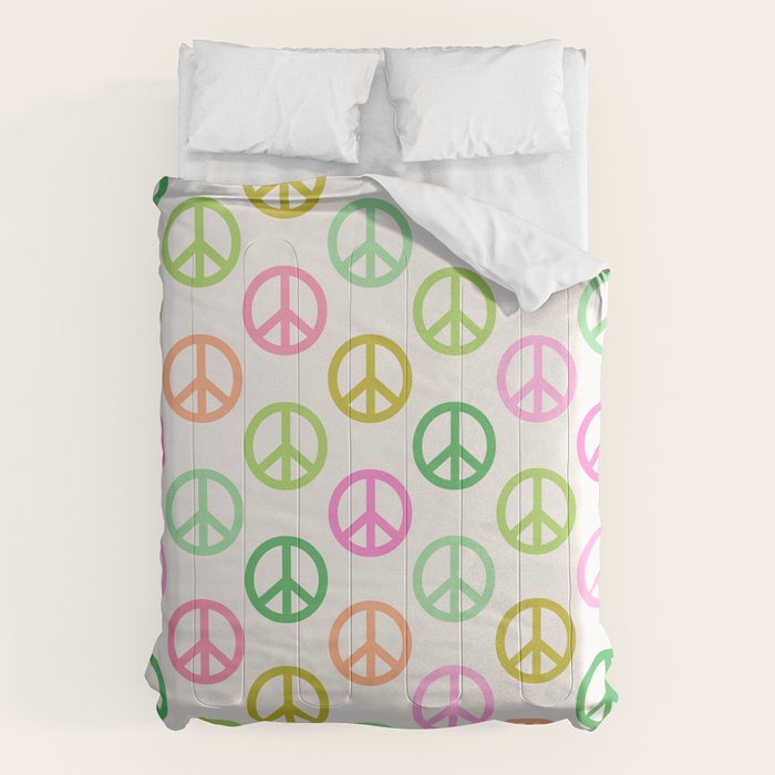 Peace Symbol - Pink & Green Comforter Gallery Image 6