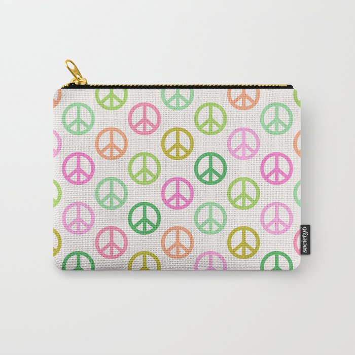 Peace Symbol - Pink & Green Carry All Pouch Gallery Image 1