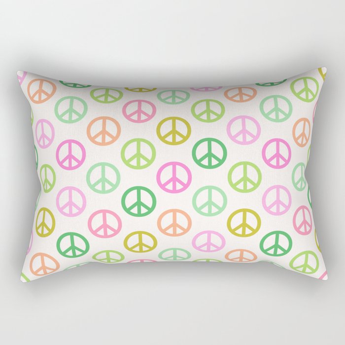 Peace Symbol - Pink & Green Rectangular Pillow Gallery Image 2