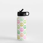 Peace Symbol - Pink & Green Water Bottle Gallery Image 1