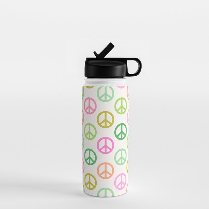 Peace Symbol - Pink & Green Water Bottle Gallery Image 1