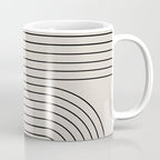 Minimal Line Curvature XCVI Vintage Creme & Black Mid Century Modern Arch Abstract Coffee Mug Gallery Image 1