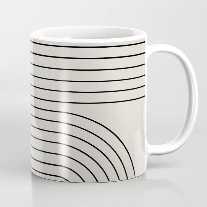 Minimal Line Curvature XCVI Vintage Creme & Black Mid Century Modern Arch Abstract Coffee Mug Gallery Image 1