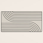 Minimal Line Curvature XCVI Vintage Creme & Black Mid Century Modern Arch Abstract Desk Mat Gallery Image 3