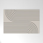 Minimal Line Curvature XCVI Vintage Creme & Black Mid Century Modern Arch Abstract Welcome Mat Gallery Image 1