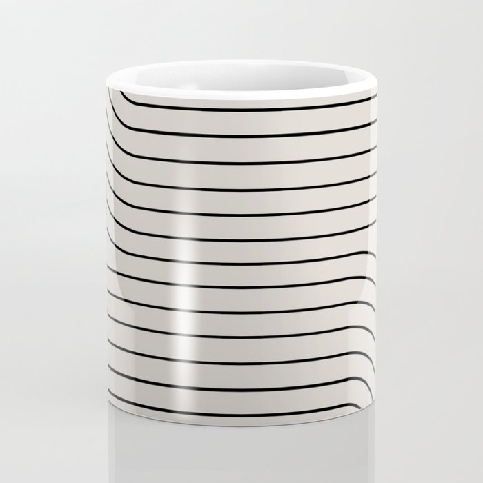 Minimal Line Curvature XCVI Vintage Creme & Black Mid Century Modern Arch Abstract Coffee Mug Gallery Image 4
