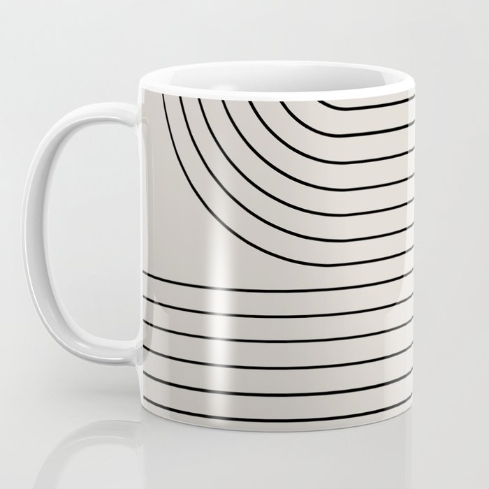 Minimal Line Curvature XCVI Vintage Creme & Black Mid Century Modern Arch Abstract Coffee Mug Gallery Image 3
