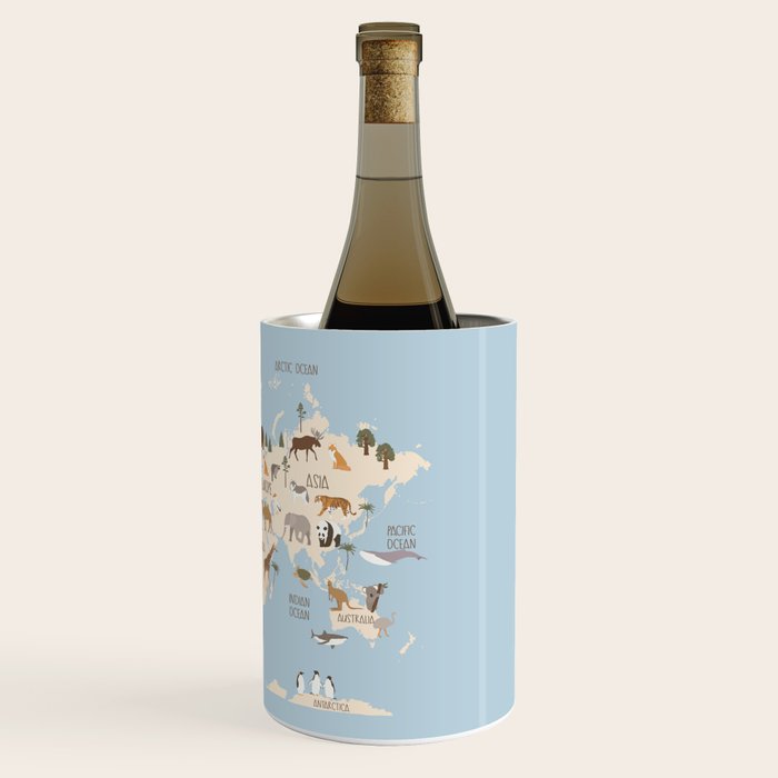 Illustrated Animal World Map Wine Chiller Gallery Image 3
