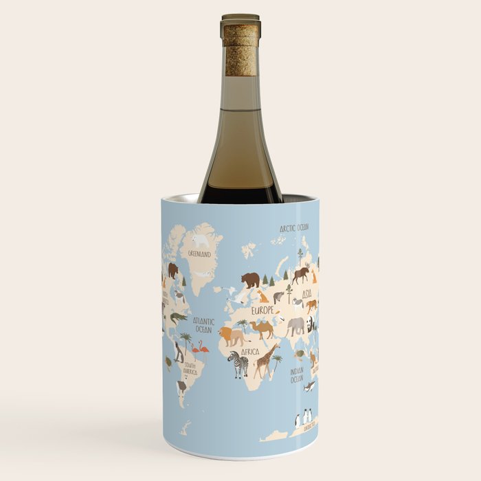 Illustrated Animal World Map Wine Chiller Gallery Image 1