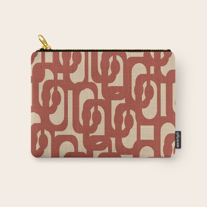 Mid Century Modern Loop Pattern in Deep Clay and Beige Carry All Pouch Gallery Image 1