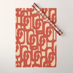 Mid Century Modern Loop Pattern in Deep Clay and Beige Wrapping Paper Gallery Image 1