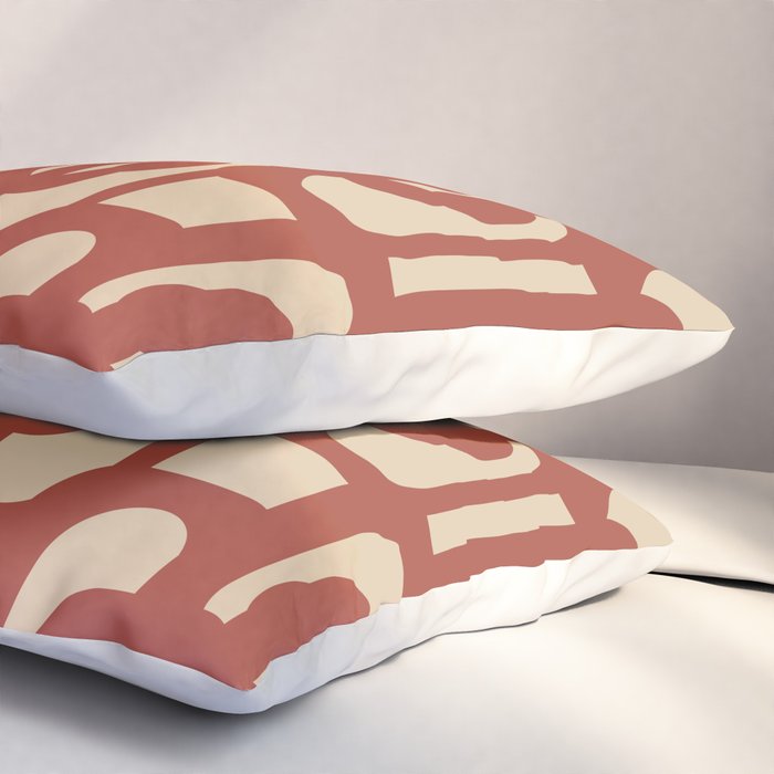 Mid Century Modern Loop Pattern in Deep Clay and Beige Pillow Sham Gallery Image 3