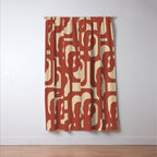 Mid Century Modern Loop Pattern in Deep Clay and Beige Window Curtain Gallery Image 3