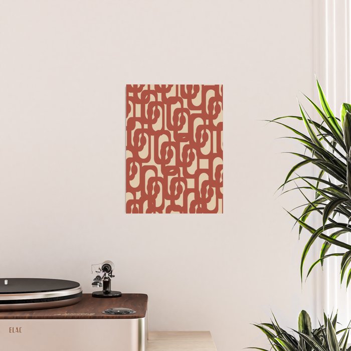 Mid Century Modern Loop Pattern in Deep Clay and Beige Poster Gallery Image 2