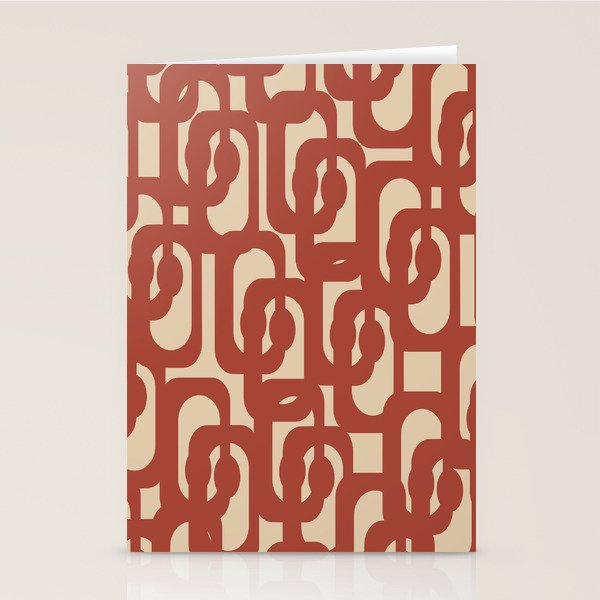 Mid Century Modern Loop Pattern in Deep Clay and Beige Stationery Card Gallery Image 1