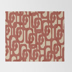 Mid Century Modern Loop Pattern in Deep Clay and Beige Throw Blanket Gallery Image 2