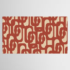 Mid Century Modern Loop Pattern in Deep Clay and Beige Tablecloth Gallery Image 2