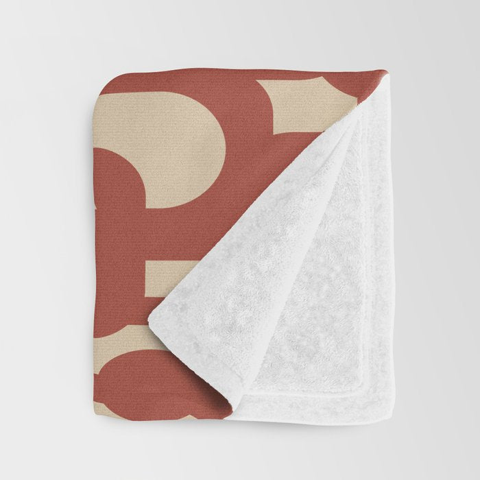 Mid Century Modern Loop Pattern in Deep Clay and Beige Throw Blanket Gallery Image 3