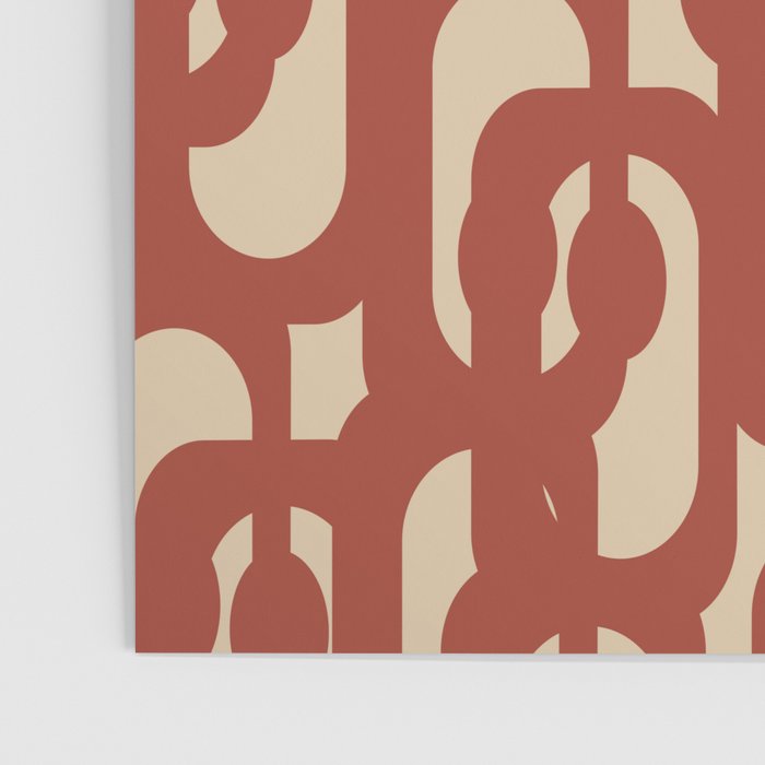 Mid Century Modern Loop Pattern in Deep Clay and Beige Poster Gallery Image 3