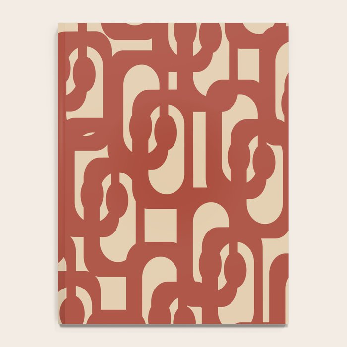 Mid Century Modern Loop Pattern in Deep Clay and Beige Notebook Gallery Image 4