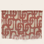 Mid Century Modern Loop Pattern in Deep Clay and Beige Wall Hanging Gallery Image 1