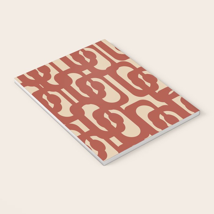 Mid Century Modern Loop Pattern in Deep Clay and Beige Notebook Gallery Image 3
