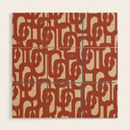 Mid Century Modern Loop Pattern in Deep Clay and Beige Wood Wall Art Gallery Image 1