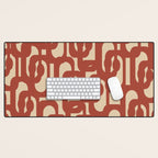 Mid Century Modern Loop Pattern in Deep Clay and Beige Desk Mat Gallery Image 1
