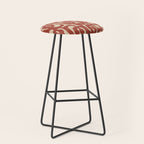 Mid Century Modern Loop Pattern in Deep Clay and Beige Stool Gallery Image 1