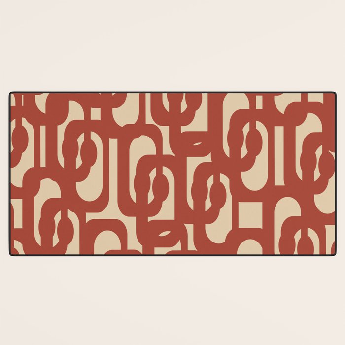 Mid Century Modern Loop Pattern in Deep Clay and Beige Desk Mat Gallery Image 3