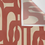 Mid Century Modern Loop Pattern in Deep Clay and Beige Wall Tapestry Gallery Image 3