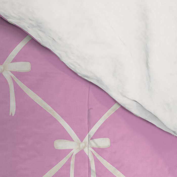 Bows & Ribbons Pattern LIII Y2K Fuchsia Pink Comforter Gallery Image 4