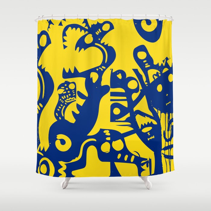 Blue Sweet Monsters in the Sun Street Art Graffiti Design Shower Curtain Gallery Image 1