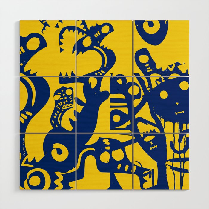 Blue Sweet Monsters in the Sun Street Art Graffiti Design Wood Wall Art Gallery Image 1