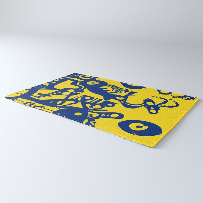 Blue Sweet Monsters in the Sun Street Art Graffiti Design Rug Gallery Image 3