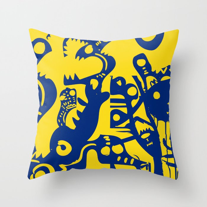 Blue Sweet Monsters in the Sun Street Art Graffiti Design Throw Pillow Gallery Image 6