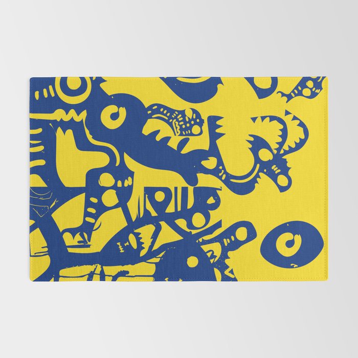 Blue Sweet Monsters in the Sun Street Art Graffiti Design Rug Gallery Image 2