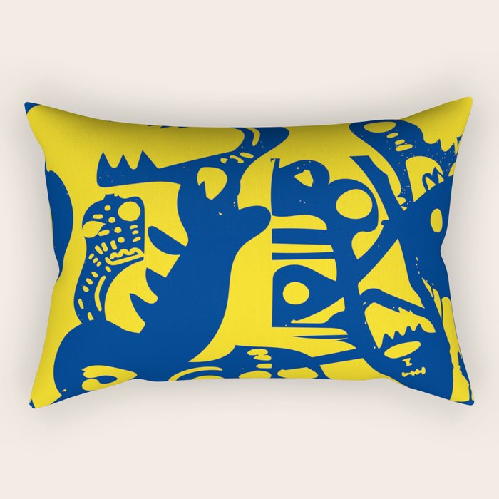 Blue Sweet Monsters in the Sun Street Art Graffiti Design Rectangular Pillow Gallery Image 1