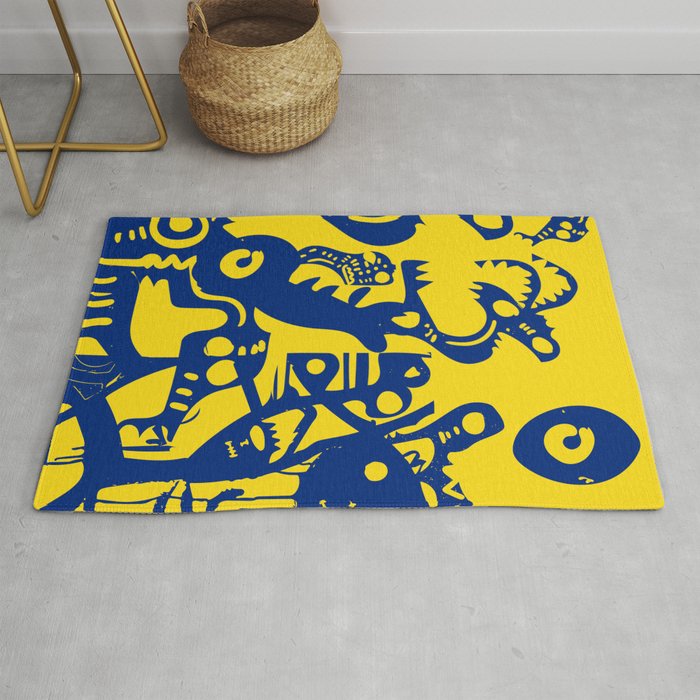 Blue Sweet Monsters in the Sun Street Art Graffiti Design Rug Gallery Image 1