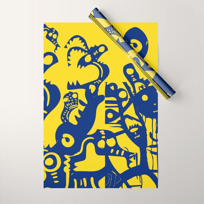 Blue Sweet Monsters in the Sun Street Art Graffiti Design Wrapping Paper Gallery Image 1